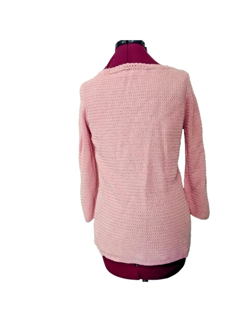 Liz Claiborne Peach Linen Rayon Blend Crochet Sweater Boatneck Size Medium
